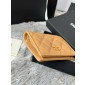 Chanel Beige pelle granulata piccolo portafoglio piegato hardware oro