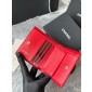 Chanel Rosso pelle granulata piccolo portafoglio piegato Oro hardware