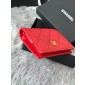 Chanel Rosso pelle granulata piccolo portafoglio piegato Oro hardware