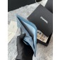 Chanel Blue pelle granulata piccolo portafoglio piegato hardware oro