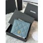 Chanel Blue pelle granulata piccolo portafoglio piegato hardware oro