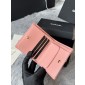 Chanel pelle rosa granulata piccolo portafoglio piegato hardware oro
