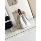 Chanel Small Coco Handle Bag-White with burgund lizard handle