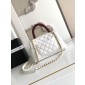 Chanel Small Coco Handle Bag-White with burgund lizard handle