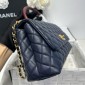 Chanel Medium Coco Handle Bag-Navy blue with Burgundy Lizard handle
