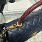 Chanel Medium Coco Handle Bag-Navy blue with Burgundy Lizard handle