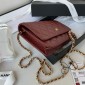 Chanel Classic Wallet on Chain in Grained leather-Burgundy 