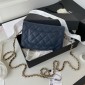 Chanel Classic Wallet on Chain in Grained leather-Navy blue