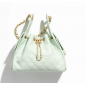 Chanel 25 Small handbag -Light green Caviar leather 