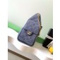 Chanel 25 Small handbag in Suede Calfskin-Blue
