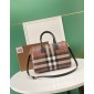 Burberry Check and Leather Medium Bowling Bag