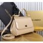 Authentic quality- Dolce Gabbana LargeSicily Handbag in polished calfskin-Beige 