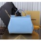 Authentic quality- Dolce Gabbana LargeSicily Handbag in polished calfskin -Light Blue