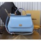 Authentic quality- Dolce Gabbana LargeSicily Handbag in polished calfskin -Light Blue