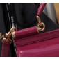 Authentic quality- Dolce Gabbana LargeSicily Handbag in polished calfskin- Fuchsia  