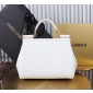 Authentic quality- Dolce Gabbana LargeSicily Handbag in polished calfskin -White