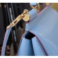 Authentic quality-Dolce Gabbana Medium Sicily Handbag in Polished calfskin-light blue