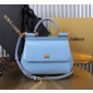 Authentic quality-Dolce Gabbana Medium Sicily Handbag in Polished calfskin-light blue