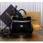Authentic Quality- Dolce Gabbana Medium Sicily Handbag in Polished calfskin- Black