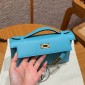 Hermes Kelly Pochette in Swift Leather-Blue de nord