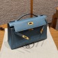 Hermes Kelly Pochette in Swift Leather-Blue jean