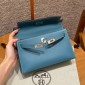Hermes Kelly Pochette in Swift Leather-Blue jean
