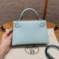 Hermes Mini Kelly Epsom leather-Blue zephyr