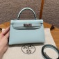 Hermes Mini Kelly Epsom leather-Blue zephyr
