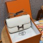 Hermes Constance Elan Shoulder Bag in Epsom Leather-White