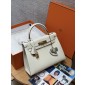 Hermes Kelly 25 / 28  in Epsom Leather-Cream white