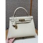 Hermes Kelly 25 / 28  in Epsom Leather-Cream white