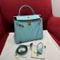 Hermes Kelly 25 / 28  in togo leather-Blue atoll