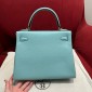 Hermes Kelly 25 / 28  in togo leather-Blue atoll