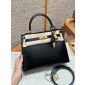 Hermes Kelly 25 / 28  in Box Leather-Black