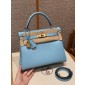 Hermes Kelly 25 / 28  in Swift Leather-Celeste