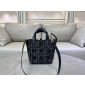 Small Dior Toujours Vertical Tote Bag-Black Tweed with White Cannage Motif
