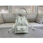 Small Dior Caro Bucket Bag-White