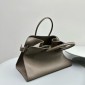 The Row Soft Margaux 15 Bag in Grained Leather-Grey